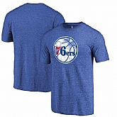 Philadelphia 76ers Heather Royal Distressed Team Logo Fanatics Branded Tri-Blend T-Shirt,baseball caps,new era cap wholesale,wholesale hats